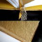 Hand Bound Gold Journal with Ribbon Bookmarks and Key Charm