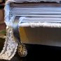 White Lace-Covered Hand Bound Journal with Grey Accents and Ribbon Bookmarks