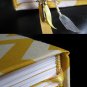 Hand Bound Journal with Yellow & Ivory Chevron Cover, Ribbon Bookmarks, & Gold Key Charm