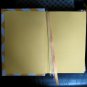 Hand Bound Journal with Yellow & Ivory Chevron Cover, Ribbon Bookmarks, & Gold Key Charm