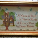 Finished Completed Framed Cross Stitch Art Work "Home" Hand Made Art Deco