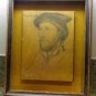 Antique/Vintage/Mid-century Orange Knight Framed Painting Sketch Unsigned