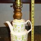 Vintage/Antique/Mid-century Stiffel Style Teapot Lamp Daisy Brass Wooden