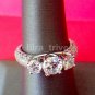 Womens 2.0 ct 3 stone 925 Sterling Silver Engagement Ring Vintage Style CZ