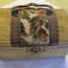 VINTAGE UPHOLSTRY & EMBROIDERED WOODEN BOX OR PURSE