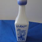 DELFT BLUE ON WHITE LIQUOR BOTTLE WINDMILLS & TULIP LID