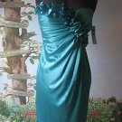 LONDON TIMES Laguna Blue Cocktail Ruffle Satin Strapless Dress SZ 12 NWT