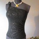 CACHE'  Black  One Shoulder Sequins  Evening Top / BLouse Size Small