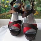 QUPID New Brown Satin Platform Sandals Shoes Open Toe Size 8M