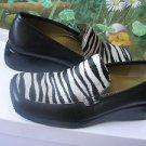 ENZO ANGIOLINI Black Leather /  Zebra Fur Women Shoes size 7.5 Made In Brazil