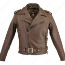 Men's Full Belted Brown Biker Jacket 40