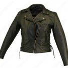 Women's Beltless Biker Leather Jacket M
