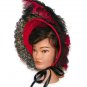 Red And Black Victorian Dress Bonnet Costume Civil War Hat Wide Brim And Lace
