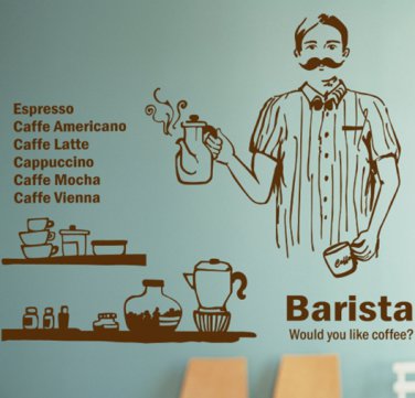 Coffee Lover Barista Modern DIY Wall Art Vinyl Decals Stickers for Home Kitchen Decor unique nm-3