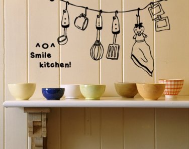 Kitchenware Vinyl Decals Stickers DIY Modern Wall Art Words for Home Kitchen Cafe decor nm-8