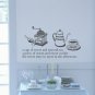 Afternoon Tea Time Modern Kitchen Wall Art Vinyl Decals Stickers for home cafe decor words nm-10