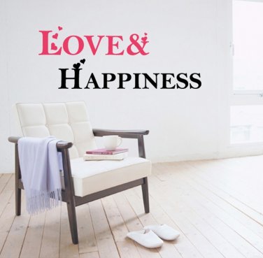 Love & Happiness Lettering Words Modern Wall Art Vinyl Decals Stickers for home kitchen decor fg-2