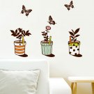 Lovely Pot Flower Plant Butterfly DIY Kitchen Wall Art Vinyl Decals Stickers for home decor ga-1