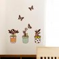 Lovely Pot Flower Plant Butterfly DIY Kitchen Wall Art Vinyl Decals Stickers for home decor ga-1
