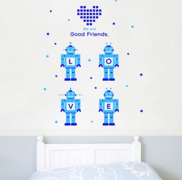 LOVE Robots DIY Modern Unique Wall Art Vinyl Decals Stickers for Home Kitchen Cafe decor ga-3
