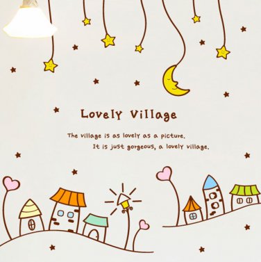 Lovely Village Words DIY Modern Wall Art Vinyl Decals Stickers for home decor kids cute ga-4
