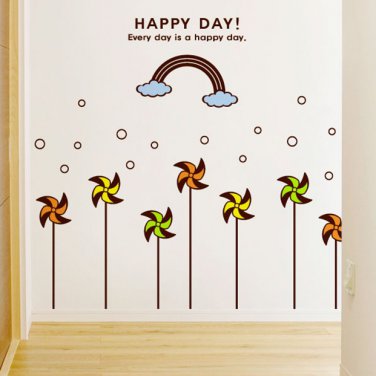 Lovely Pinwheel Windmill Word DIY Wall Art Vinyl Decals Stickers  for home decor fun kids ga-5