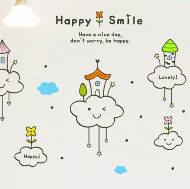 Happy Smile Words DIY Wall Art Vinyl Decals Stickers  for home cafe decor fun kids ga-11