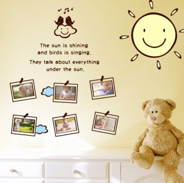 Sun Shining Photo Frame DIY Wall Art Vinyl Decals Stickers for home decor kids room fun ga-18