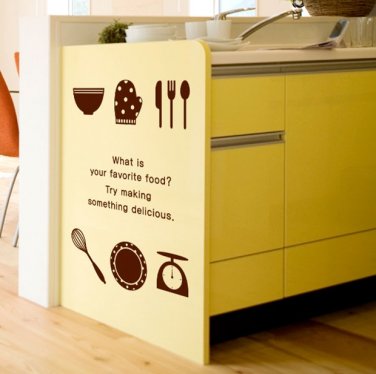 Simple Kitchenware icons Words DIY Modern Kitchen Wall Art Vinyl Decals Stickers for decor ga-23