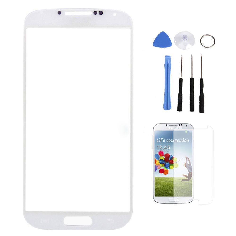 Front Outer Screen Glass Lens for Samsung Galaxy S4 S IV GT-i9500 + Tools White