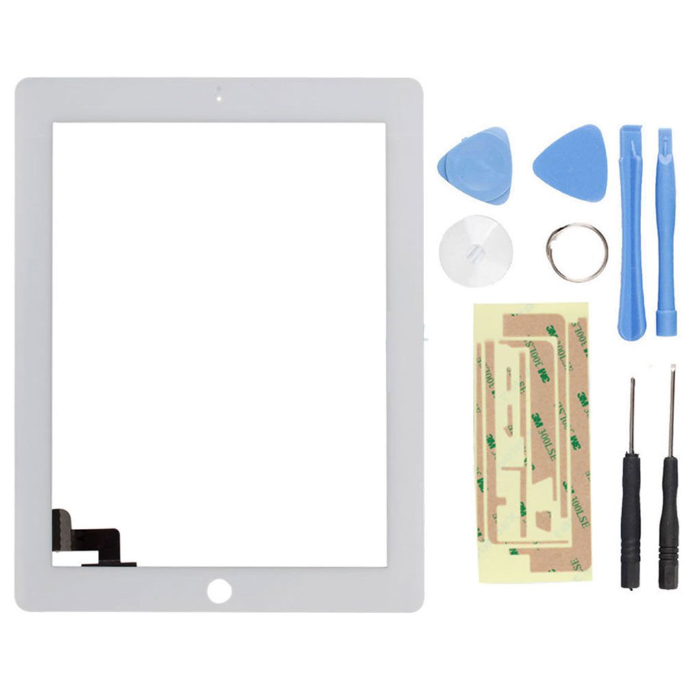 New Touch Screen Glass Digitizer Replacement + Adhesive for iPad 2 White + Tools