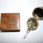 3" SOLID BRASS COMPASS W/ WOOD BOX
