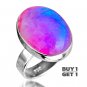 Buy 1 Get 1 - 100% Natural Pink Rainbow Moonstone 925 Sterling Silver Ring Size: US/5 - EU/49
