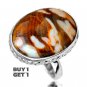 Buy 1 Get 1 Free - 100% Natural Peanut Wood Jasper 925 Sterling Silver Ring Size: US/8.5 - EU/58