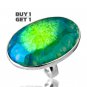 Buy 1 Get 1 - 100% Natural Green Solar Quartz 925 Sterling Silver Ring Size: US/8.5 - EU/58