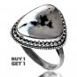 Buy 1 Get 1 - 100% Natural Dendritic Opal 925 Sterling Silver Ring Charm Size: US/12 - EU/68