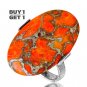 Buy 1 Get 1 - 100% Natural Orange Copper Turquoise 925 Sterling Silver Ring Size: US/9 - EU/60