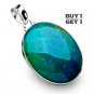 Buy 1 Get 1 Free - 2" 100% Natural Blue Agate Solid 925 Sterling Silver Pendant Art Jewelry Charm