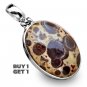 Buy 1 Get 1 - 1 5/8" 100% Natural Mushroom Rhyolite 925 Sterling Silver Pendant Art Jewelry Charm