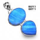 Buy 1 Get 1 - 2 1/4" 100% Natural Blue Lace Agate Solid 925 Sterling Silver Pendant Jewelry Charm