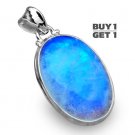 Buy 1 Get 1 - 1 3/4" 100% Natural Rainbow Moonstone 925 Sterling Silver Pendant Art Jewelry Charm