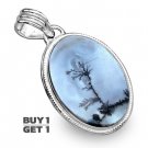 Buy 1 Get 1 - 1 3/4" 100% Natural Scenic Dendritic Agate 925 Sterling Silver Pendant Art Jewelry