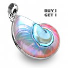 Buy 1 Get 1 - 2" 100% Natural Nautilus Sea Shell 925 Sterling Silver Pendant Art Jewelry Charm