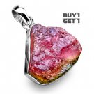 Buy 1 Get 1 - 1 1/2" 100% Natural Watermelon Tourmaline 925 Sterling Silver Pendant Art Jewelry