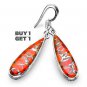 Buy 1 Get 1 -  1 3/4" 100% Natural Orange Copper Turquoise 925 Sterling Silver Hook Earring