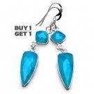 Buy 1 Get 1 -  2 3/8" 100% Natural Aquamarine 925 Sterling Silver Hook Earring Art Jewelry Charm