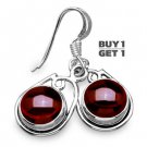 Buy 1 Get 1 -  1 3/8" 100% Natural Hessonite Garnet 925 Sterling Silver Hook Earring Art Jewelry