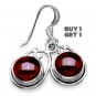 Buy 1 Get 1 -  1 3/8" 100% Natural Hessonite Garnet 925 Sterling Silver Hook Earring Art Jewelry