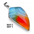 Buy 1 Get 1 - 2 1/2" 100% Natural Rainbow Botswana Agate 925 Sterling Silver Pendant