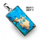Buy 1 Get 1 - 1 7/8" 100% Natural Blue Copper Turquoise 925 Sterling Silver Pendant Art Jewelry